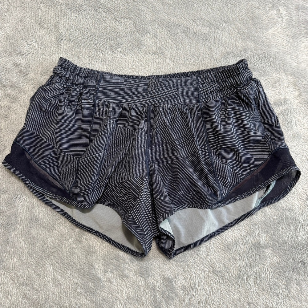 Lululemon Hotty Hot Short II 2.5" Sz 4 W7AJTRD Blue Lined Pickleball Hiking Gym